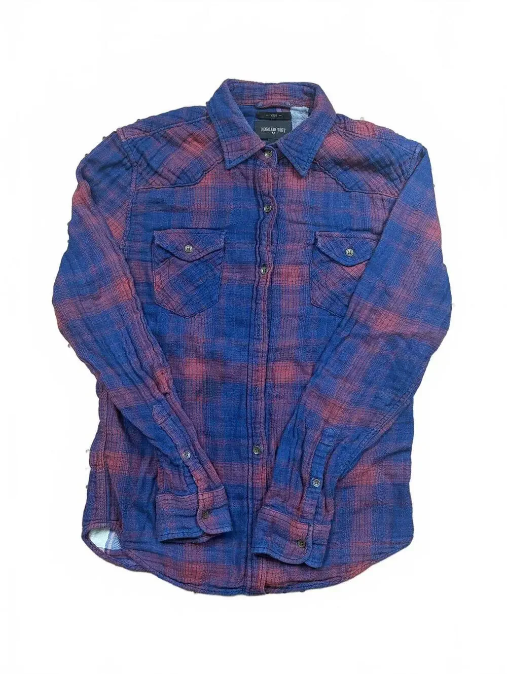 True Relgion Slim red and blue flannel Medium